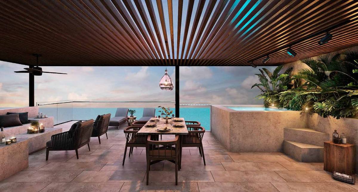 Terraza de penthouse con vista al mar